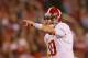 STARKVILLE, MS - NOVEMBER 16: AJ McCarron #10 of the Alabama Crimson Tide points out the defense against the Mississippi State Bulldogs at Davis Wade Stadium on November 16, 2013 in Starkville, Mississippi. (Photo by Kevin C. Cox/Getty Images)