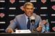 Sep 30, 2013; Tarrytown, NY, USA; New York Knicks president and general manager Steve Mills answers questions during media day at MSG Training Center. Mandatory Credit: Joe Camporeale-USA TODAY Sports