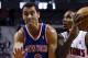 Nov 19, 2013; Auburn Hills, MI, USA; Detroit Pistons point guard Brandon Jennings (7) is defended by New York Knicks point guard Pablo Prigioni (9) in the fourth quarter at The Palace of Auburn Hills. Detroit 92-86. Mandatory Credit: Rick Osentoski-USA TO