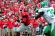 ATHENS, GA - SEPTEMBER 21: Todd Gurley #3 of the Georgia Bulldogs carries the ball for a 1st quarter touchdown against the North Texas Mean Green at Sanford Stadium on September 21, 2013 in Athens, Georgia. (Photo by Scott Cunningham/Getty Images)