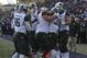 EVANSTON, IL - NOVEMBER 23: The Michigan State Spartans celebrate a touchdown against the Northwestern Wildcats during the first half on November 23, 2013 at Ryan Field in Evanston, Illinois. (Photo by David Banks/Getty Images)