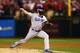 ST LOUIS, MO - OCTOBER 11: Brian Wilson #00 of the Los Angeles Dodgers pitches against the St. Louis Cardinals during Game One of the National League Championship Series at Busch Stadium on October 11, 2013 in St Louis, Missouri. (Photo by Elsa/Getty Im