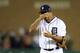 DETROIT, MI - OCTOBER 16: Joaquin Benoit #53 of the Detroit Tigers reacts against the Boston Red Sox during Game Four of the American League Championship Series at Comerica Park on October 16, 2013 in Detroit, Michigan. (Photo by Jamie Squire/Getty Ima