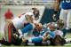 Nov 24, 2013; Detroit, MI, USA; Tampa Bay Buccaneers defensive end William Gholston (92) tackles Detroit Lions quarterback Matthew Stafford (9) during the third quarter at Ford Field. Tampa Bay won 24-21. Mandatory Credit: Tim Fuller-USA TODAY Sports