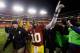 LANDOVER, MD - DECEMBER 30: Quarterback Robert Griffin III #10 of the Washington Redskins celebrates after the Redskins defeated the Dallas Cowboys 28-18 at FedExField on December 30, 2012 in Landover, Maryland. (Photo by Rob Carr/Getty Images)
