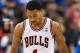 Nov 2, 2013; Philadelphia, PA, USA; Chicago Bulls guard Derrick Rose (1) during the fourth quarter against the Philadelphia 76ers at Wells Fargo Center. The Sixers defeated the Bulls 107-104. Mandatory Credit: Howard Smith-USA TODAY Sports