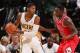 INDIANAPOLIS - NOVEMBER 6: Paul George #24 of the Indiana Pacers controls the ball against Luol Deng #9 of the Chicago Bulls at Bankers Life Fieldhouse on November 6, 2013 in Indianapolis, Indiana. NOTE TO USER: User expressly acknowledges and agrees tha