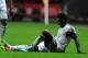 SWANSEA, WALES - NOVEMBER 28: Swansea player Wilfried Bony goes down with an injury before being substituted during the UEFA Europa League group A match between Swansea City and Valencia CF at Liberty Stadium on November 28, 2013 in Swansea, Wales. (Ph