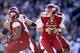 Nov 29, 2013; Baton Rouge, LA, USA; Arkansas Razorbacks quarterback Brandon Allen (10) looks to pass the ball against the LSU Tigers in the first half at Tiger Stadium. Mandatory Credit: Crystal LoGiudice-USA TODAY Sports