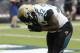 HOUSTON, TX - NOVEMBER 24: Maurice Jones-Drew #32 of the Jacksonville Jaguars celebrates after he scores against the Houston Texans in the first quarter at Reliant Stadium on November 24, 2013 in Houston, Texas. (Photo by Bob Levey/Getty Images)