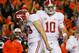 AUBURN, AL - NOVEMBER 30: AJ McCarron #10 and Cade Foster #43 react after Foster missed a field goal in the third quarter against the Auburn Tigers at Jordan-Hare Stadium on November 30, 2013 in Auburn, Alabama. (Photo by Kevin C. Cox/Getty Images)