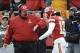 Nov 24, 2013; Kansas City, MO, USA; Kansas City Chiefs wide receiver Donnie Avery (17) is congratulated by head coach Andy Reid after catching a touchdown pass against San Diego Chargers in the first half at Arrowhead Stadium. Mandatory Credit: John Rie