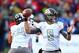 Nov 23, 2013; Tucson, AZ, USA; Oregon Ducks quarterback Marcus Mariota (8) against the Arizona Wildcats at Arizona Stadium. Arizona defeated Oregon 42-16. Mandatory Credit: Mark J. Rebilas-USA TODAY Sports