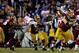 LANDOVER, MD - DECEMBER 01: Robert Griffin III #10 of the Washington Redskins is sacked by Justin Tuck #91 of the New York Giants in the second half during an NFL game at FedExField on December 1, 2013 in Landover, Maryland. (Photo by Patrick McDermott/