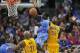 December 1, 2013; Los Angeles, CA, USA; Los Angeles Clippers point guard Darren Collison (2) is fouled by Indiana Pacers center Roy Hibbert (55) as power forward David West (21) defends on a scoring drive during the second half at Staples Center. Mandator