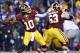 Dec 1, 2013; Landover, MD, USA; Washington Redskins quarterback Robert Griffin III (10) throws the ball against the New York Giants in the second quarter at FedEx Field. Mandatory Credit: Geoff Burke-USA TODAY Sports