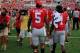 COLUMBUS, OH - SEPTEMBER 7: Quarterback Braxton Miller #5 of the Ohio State Buckeyes walks off the field at the end of the Buckeyes' 42-7 victory over the San Diego State Aztecs at Ohio Stadium on September 7, 2013 in Columbus, Ohio. Miller left the game
