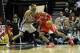 Nov 30, 2013; San Antonio, TX, USA; Houston Rockets forward Dwight Howard (12) drives against San Antonio Spurs forward Tim Duncan (21) during the first quarter at the AT&T Center. Mandatory Credit: Brendan Maloney-USA TODAY Sports