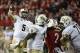 Oct 18, 2013; Louisville, KY, USA; UCF Knights quarterback Blake Bortles (5) throws the game winning touch down pass during the second half of play against the Louisville Cardinals at Papa John's Cardinal Stadium. Central Florida defeated Louisville 38-3