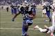 Nov 16, 2013; Durham, NC, USA; Duke Blue Devils running back Shaquille Powell (28) celebrates after scoring a touchdown against the Miami Hurricanes at Wallace Wade Stadium. Mandatory Credit: Mark Dolejs-USA TODAY Sports