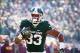 Nov 30, 2013; East Lansing, MI, USA; Michigan State Spartans running back Jeremy Langford (33) runs the ball against the Minnesota Golden Gophers during the 1st quarter a game at Spartan Stadium. Mandatory Credit: Mike Carter-USA TODAY Sports