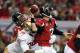 Jan 20, 2013; Atlanta, GA, USA; Atlanta Falcons quarterback Matt Ryan (2) is hit by San Francisco 49ers outside linebacker Aldon Smith (99) as he throws during the second quarter of the NFC Championship game at the Georgia Dome. Mandatory Credit: Matthew
