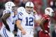 GLENDALE, AZ - NOVEMBER 24: Quarterback Andrew Luck #12 of the Indianapolis Colts during the NFL game against the Arizona Cardinals at the University of Phoenix Stadium on November 24, 2013 in Glendale, Arizona. The Cardinals defeated the Colts 40-11. (
