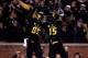 COLUMBIA, MO - NOVEMBER 30: Wide receiver Marcus Lucas #85 celebrates with wide receiver Dorial Green-Beckham #15 of the Missouri Tigers after Green-Beckham caught a pass for a touchdown during the 1st half of the game against the Texas A&M Aggies on Nov