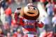 COLUMBUS, OH - OCTOBER 9: Mascot Brutus Buckeye of the Ohio State Buckeyes cheers on the team during a game against the Indiana Hoosiers at Ohio Stadium on October 9, 2010 in Columbus, Ohio. (Photo by Jamie Sabau/Getty Images)