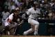 HOUSTON, TX - SEPTEMBER 28: Robinson Cano #24 of the New York Yankees hits a single in the sixth inning against the Houston Astros at Minute Maid Park on September 28, 2013 in Houston, Texas. (Photo by Scott Halleran/Getty Images)