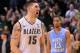 Dec 1, 2013; Birmingham, AL, USA; UAB Blazers center Fahro Alihodzic (15) celebrates after a 63-59 win over the North Carolina Tar Heels at Bartow Arena. Mandatory Credit: Kelly Lambert-USA TODAY Sports