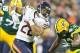 Nov 4, 2013; Green Bay, WI, USA; Chicago Bears running back Matt Forte (22) rushes with the football as Green Bay Packers safety M.D. Jennings (43) lines up the tackle during the third quarter at Lambeau Field. Chicago won 27-20. Mandatory Credit: Jeff H