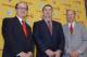 Dec 3, 2013; Los Angeles, CA, USA; Steve Sarkisian (center) poses with Southern California Trojans president C.L. Max Nikias (left) and athletic director Pat Haden at a press conference to announce his hiring as football coach at John McKay Center. Mandat