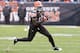 CLEVELAND, OH - NOVEMBER 24: Wide receiver Josh Gordon #12 of the Cleveland Browns runs for a gain during the second half against the Pittsburgh Steelers at FirstEnergy Stadium on November 24, 2013 in Cleveland, Ohio. The Steelers defeated the Browns 27-1