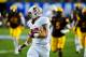 Dec 7, 2013; Tempe, AZ, USA; Stanford Cardinal running back Tyler Gaffney (25) runs for a 69 yard touchdown during the first half against the Stanford Cardinal at Sun Devil Stadium. Mandatory Credit: Matt Kartozian-USA TODAY Sports