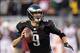 Dec 1, 2013; Philadelphia, PA, USA; Philadelphia Eagles quarterback Nick Foles (9) scrambles during the fourth quarter against the Arizona Cardinals at Lincoln Financial Field. The Eagles defeated the Cardinals 24-21. Mandatory Credit: Howard Smith-USA TO