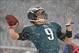 Dec 8, 2013; Philadelphia, PA, USA; Philadelphia Eagles quarterback Nick Foles (9) warming up prior to the game against the Detroit Lions at Lincoln Financial Field. Mandatory Credit: Jeffrey G. Pittenger-USA TODAY Sports