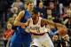 Dec 7, 2013; Portland, OR, USA; Dallas Mavericks power forward Dirk Nowitzki (41) defends against Portland Trail Blazers power forward LaMarcus Aldridge (12) during the first quarter of the game at Moda Center. Mandatory Credit: Steve Dykes-USA TODAY Spor