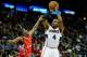 Dec 4, 2013; Atlanta, GA, USA; Atlanta Hawks power forward Paul Millsap (4) shoots a basket over Los Angeles Clippers point guard Darren Collison (2) in the second half at Philips Arena. The Hawks won 107-95. Mandatory Credit: Daniel Shirey-USA TODAY Spor
