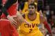 CLEVELAND, OH - NOVEMBER 30: Kyrie Irving #2 of the Cleveland Cavaliers defends against Kirk Hinrich #12 of the Chicago Bulls at The Quicken Loans Arena on November 30, 2013 in Cleveland, Ohio. NOTE TO USER: User expressly acknowledges and agrees that, b
