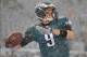 Dec 8, 2013; Philadelphia, PA, USA; Philadelphia Eagles quarterback Nick Foles (9) warming up prior to the game against the Detroit Lions at Lincoln Financial Field. Mandatory Credit: Jeffrey G. Pittenger-USA TODAY Sports
