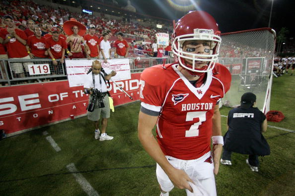 Houston Cougars #7 Case Keenum Red C-USA Patch Jersey on sale,for