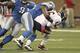 Then-Lions defensive end Lawrence Jackson sacks Bears quarterback Jay Cutler on Monday Night Football.