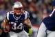 FOXBORO, MA - JANUARY 20: Shane Vereen #34 of the New England Patriots runs the ball against the Baltimore Ravens during the 2013 AFC Championship game at Gillette Stadium on January 20, 2013 in Foxboro, Massachusetts. (Photo by Jim Rogash/Getty Images)