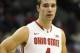 Dec 11, 2013; Columbus, OH, USA; Ohio State Buckeyes guard Aaron Craft (4) waits a timeout to end in the game against the Bryant Bulldogs at the Schottenstein Center. Ohio State won the game 86-48. Mandatory Credit: Greg Bartram-USA TODAY Sports