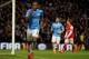 MANCHESTER, ENGLAND - DECEMBER 14: Fernandinho of Manchester City celebrates scoring their fifth goal during the Barclays Premier League match between Manchester City and Arsenal at Etihad Stadium on December 14, 2013 in Manchester, England. (Photo by Ric