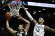 Dec 1, 2013; Brooklyn, NY, USA; Kentucky Wildcats player Willie Cauley-Stein (15) defends against Providence Friars player Carson Desrosiers (33) in the first half at Barclays Center. Mandatory Credit: Noah K. Murray-USA TODAY Sports