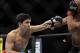 December 14, 2013; Sacramento, CA, USA; Demetrious Johnson (red gloves) fights Joseph Benavidez (blue gloves) during the flyweight championship bout of the UFC on FOX 9 at Sleep Train Arena. Mandatory Credit: Kyle Terada-USA TODAY Sports