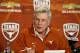 AUSTIN, TX - DECEMBER 15: University of Texas head football coach Mack Brown speaks at a press conference December 15, 2013 in Austin, Texas. Brown announced that he will step down as coach after the Valero Alamo Bowl game against Oregon on December 30. (