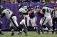 Dec 15, 2013; Minneapolis, MN, USA; Philadelphia Eagles quarterback Nick Foles (9) is sacked by Minnesota Vikings defensive end Brian Robison (96) during the fourth quarter at Mall of America Field at H.H.H. Metrodome. The Vikings defeated the Eagles 48-3